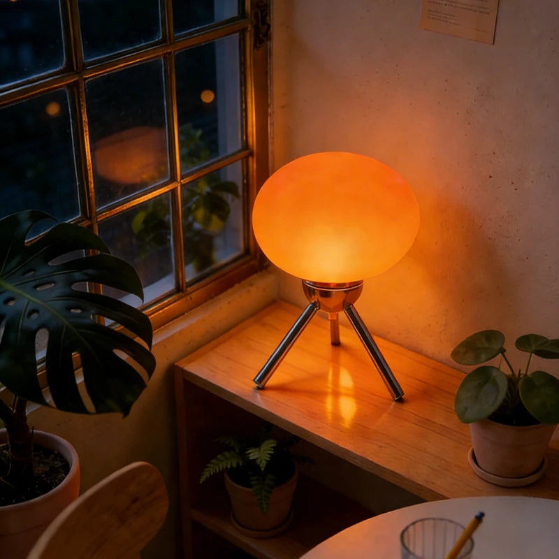 Crystal mushroom-shaped table lamp by Corporación Turística with a modern Bauhaus design.