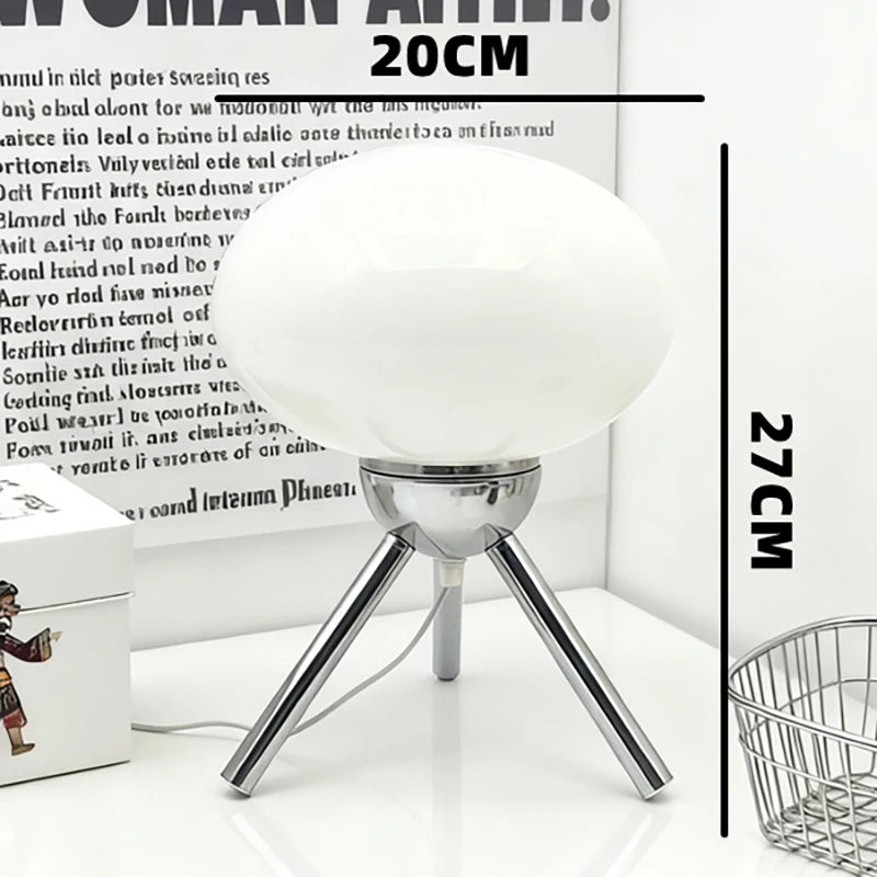 Bauhaus table lamp with glass mushroom-shaped design by Corporación Turística, featuring a clear glass shade and modern style.