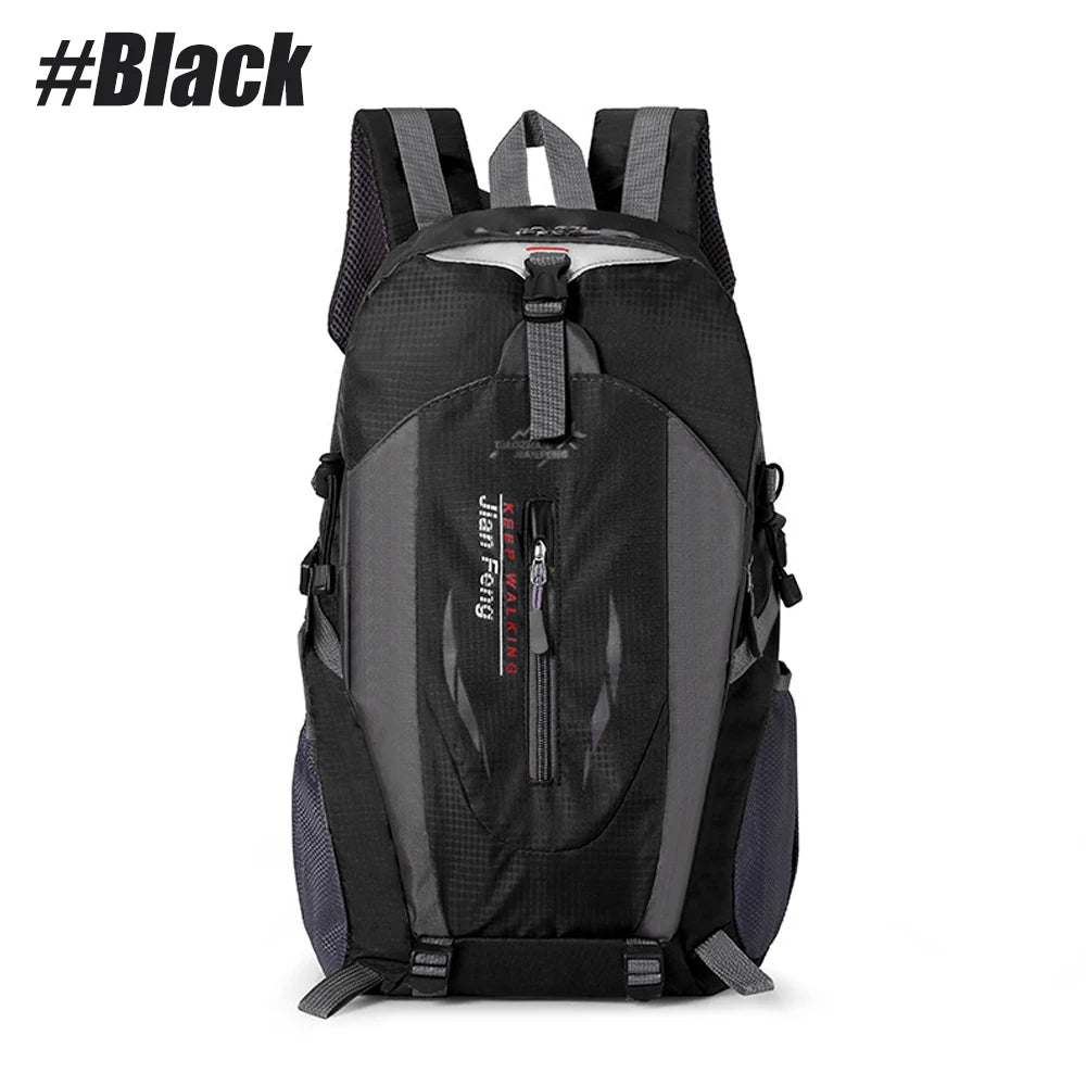Red 40L waterproof hiking backpack from Corporación Turística, ideal for camping and outdoor adventures.