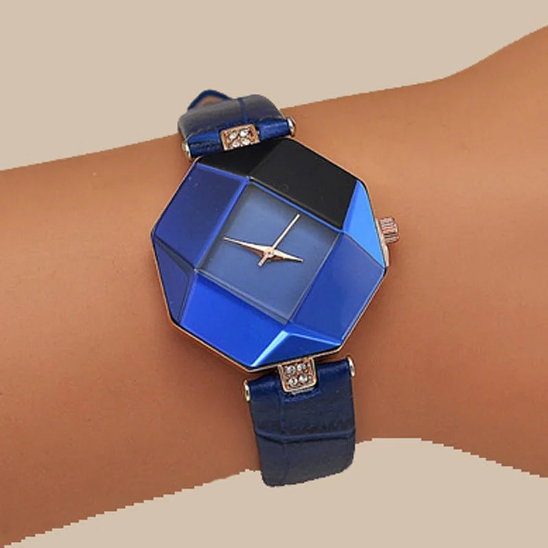 Exquisite geometric women's wristwatch by Corporación Turística with a stylish red dial and modern design.