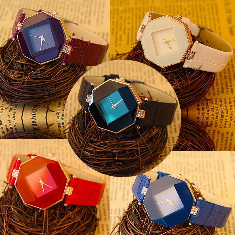 Exquisito reloj geométrico para mujer de Corporación Turística con pulsera elegante y diseño moderno en color rojo.