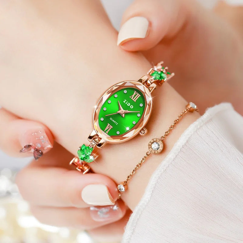 Lightweight UTHAI V22 women's watch with a sleek design, featuring a stylish feminine watch from Corporación Turística.