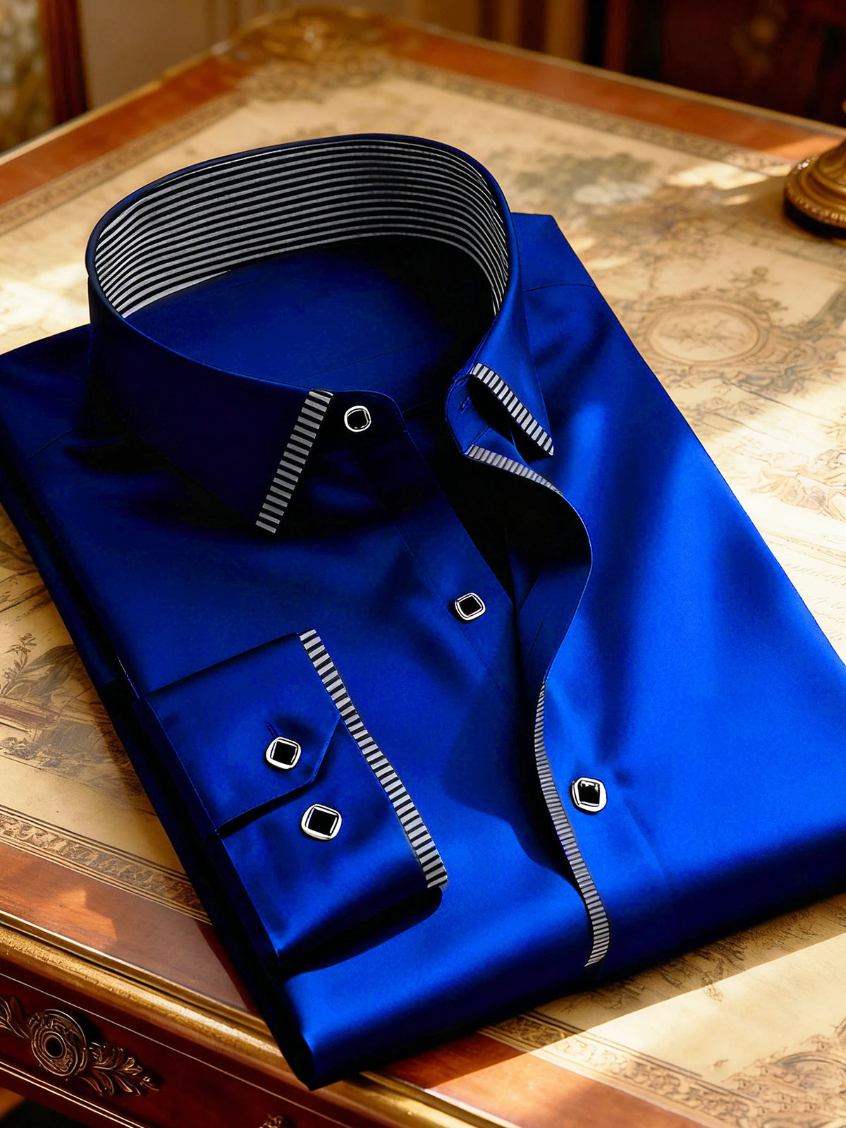 Men's 2025 patchwork shirt by Corporación Turística, stylish multicolor fabric with a modern casual design.