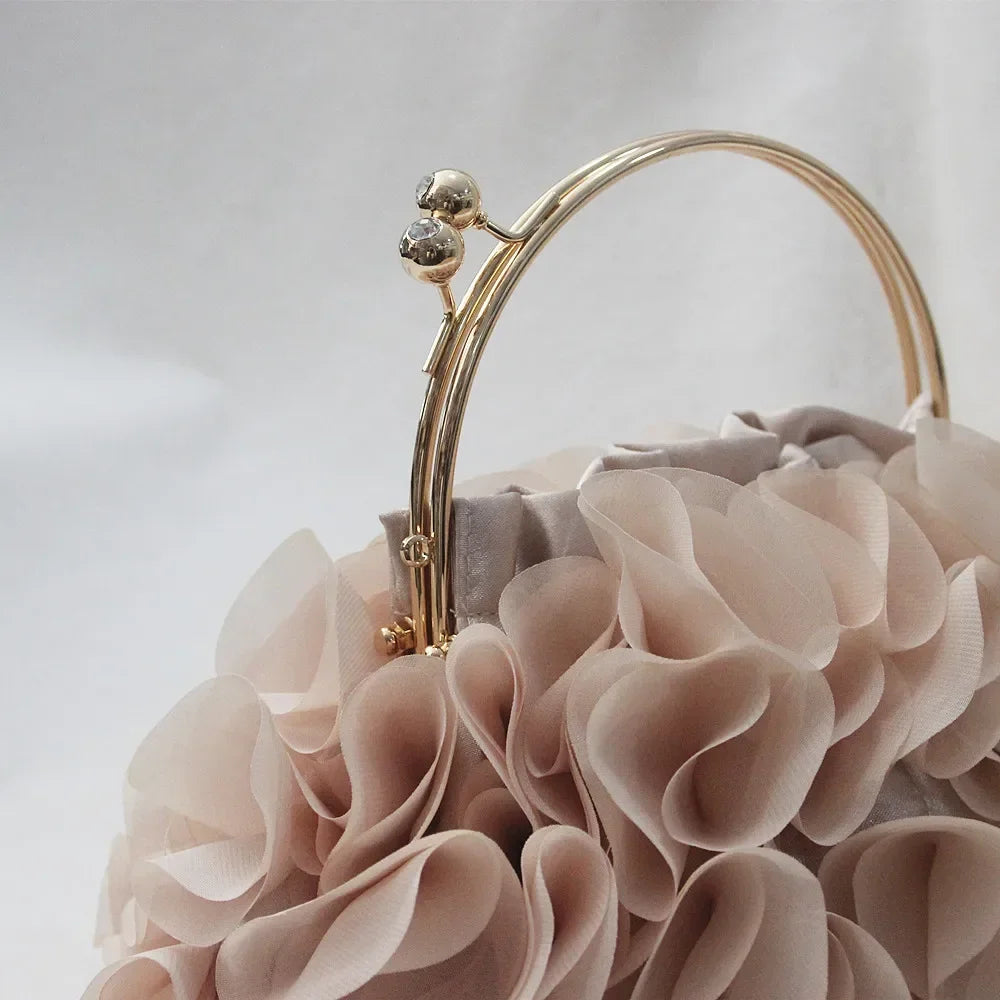 Luxury floral satin women's clutch bag with red fabric, 20-30cm long, elegant and stylish for special occasions.