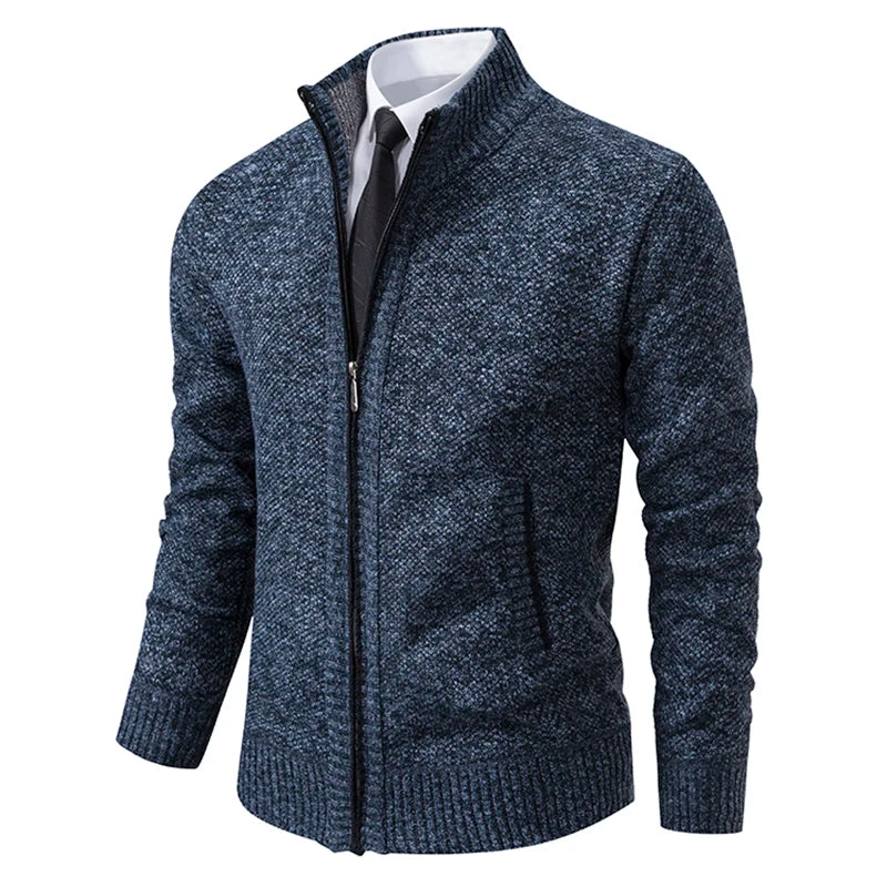 Men's beige Polar Deportivo coat with high collar, zipper closure, casual style, warm and comfortable by Corporación Turística.