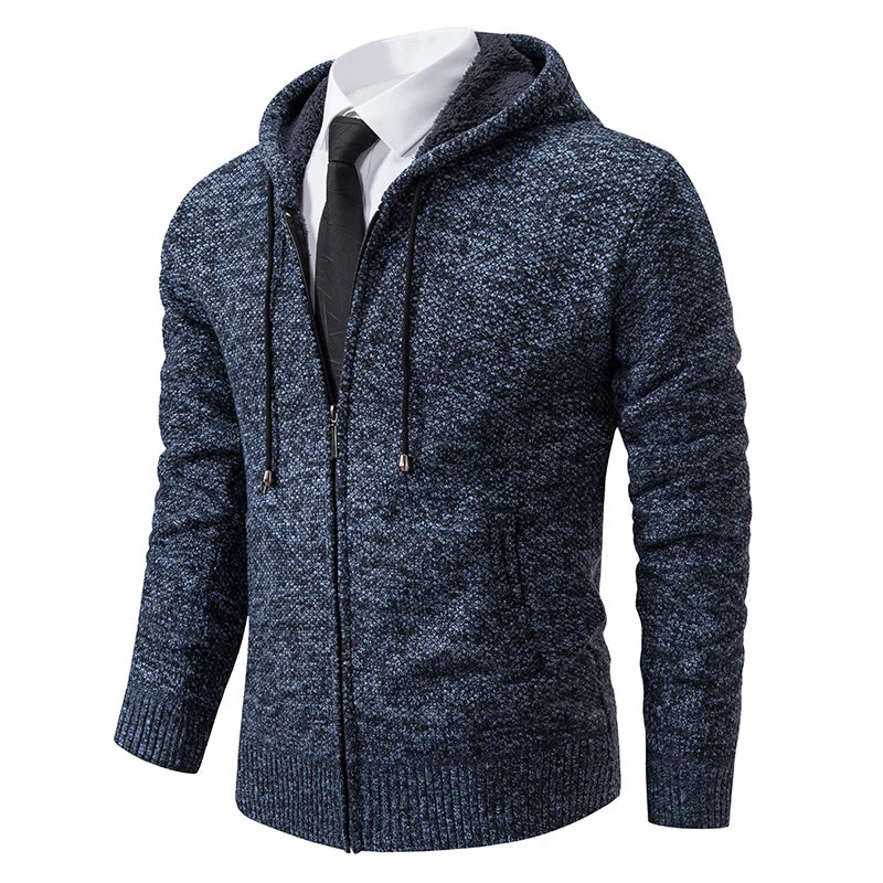 Men's warm polar fleece coat with high collar and zipper, casual winter jacket by Corporación Turística.