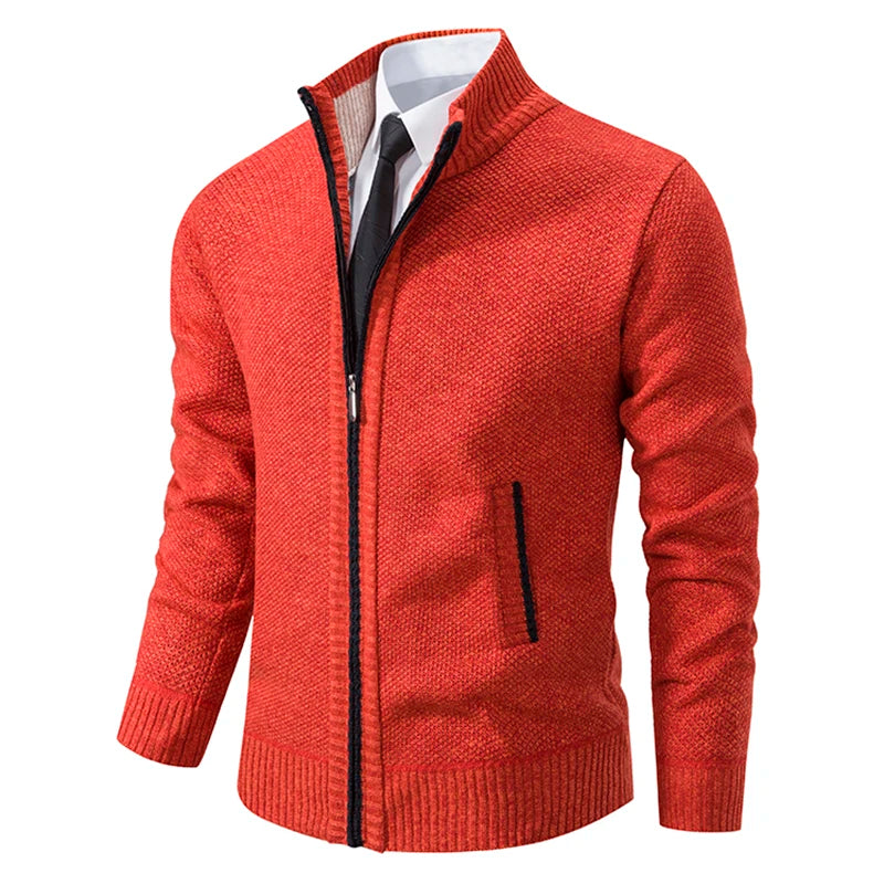 Warm men's polar coat with high collar and zipper from Corporación Turística, ideal for casual winter wear.