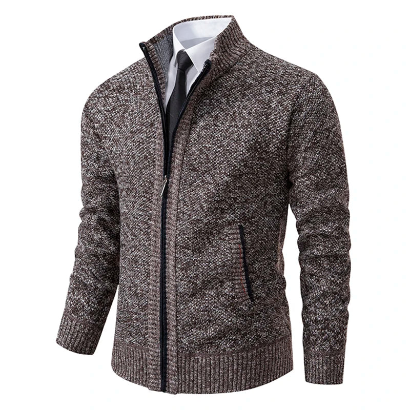 Men's warm polar fleece coat with high collar and zipper, casual winter jacket by Corporación Turística.