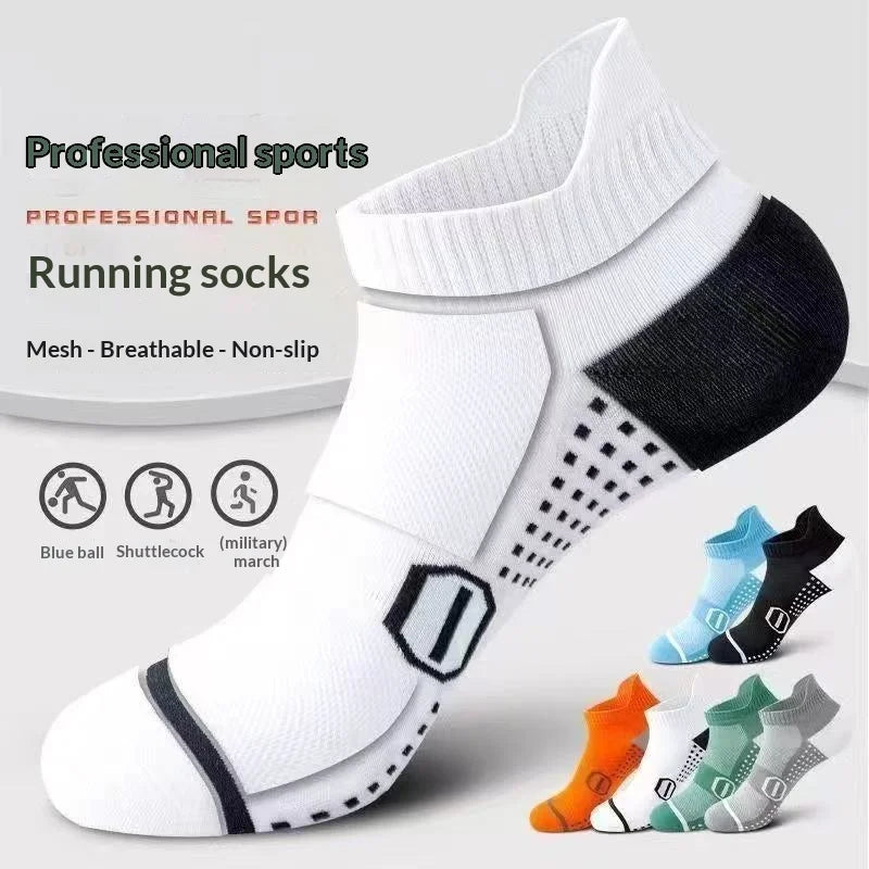 Lightweight breathable running socks for men and women by Corporación Turística, designed for comfort during sports activities.