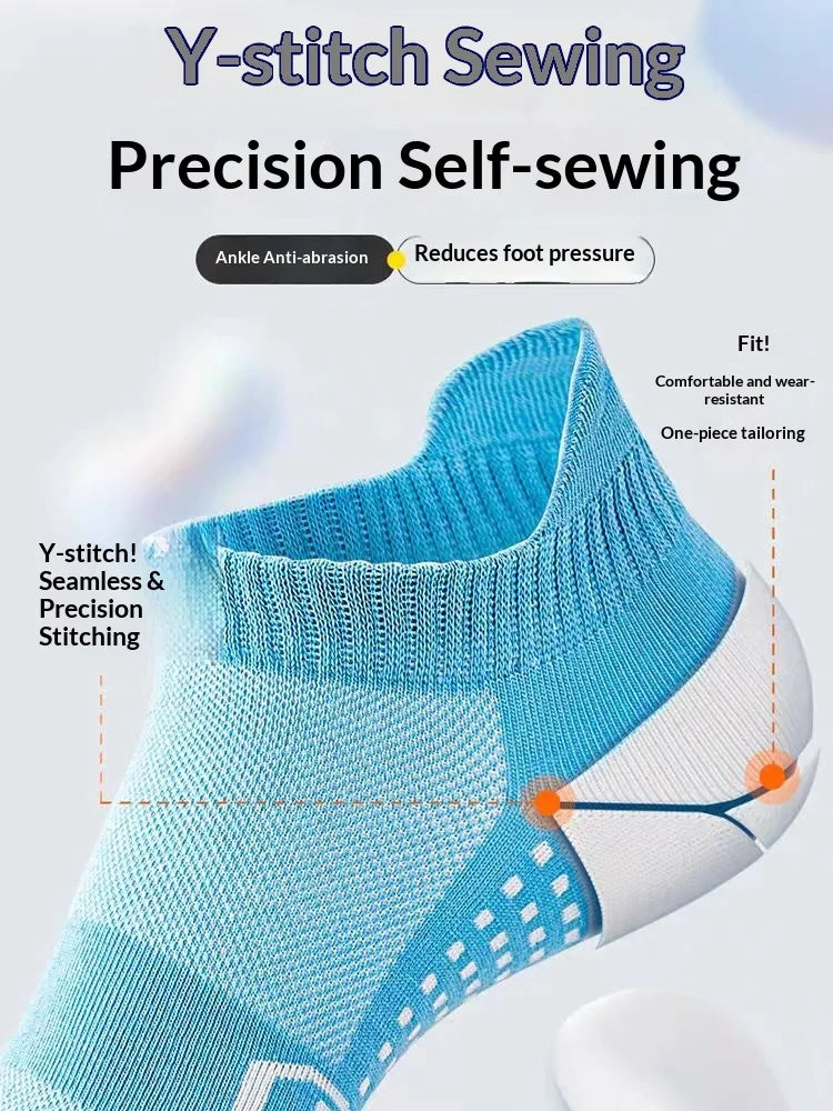 Professional running socks for men and women by Corporación Turística, featuring breathable mesh fabric for comfort during sports.