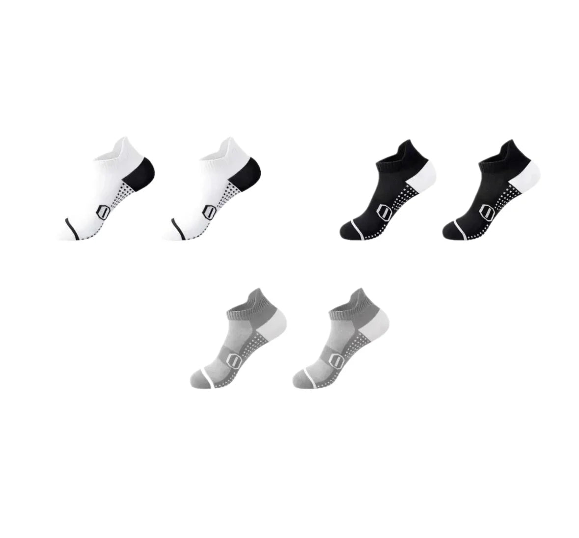 Pair of breathable running socks for men and women by Corporación Turística, made with moisture-wicking mesh fabric.