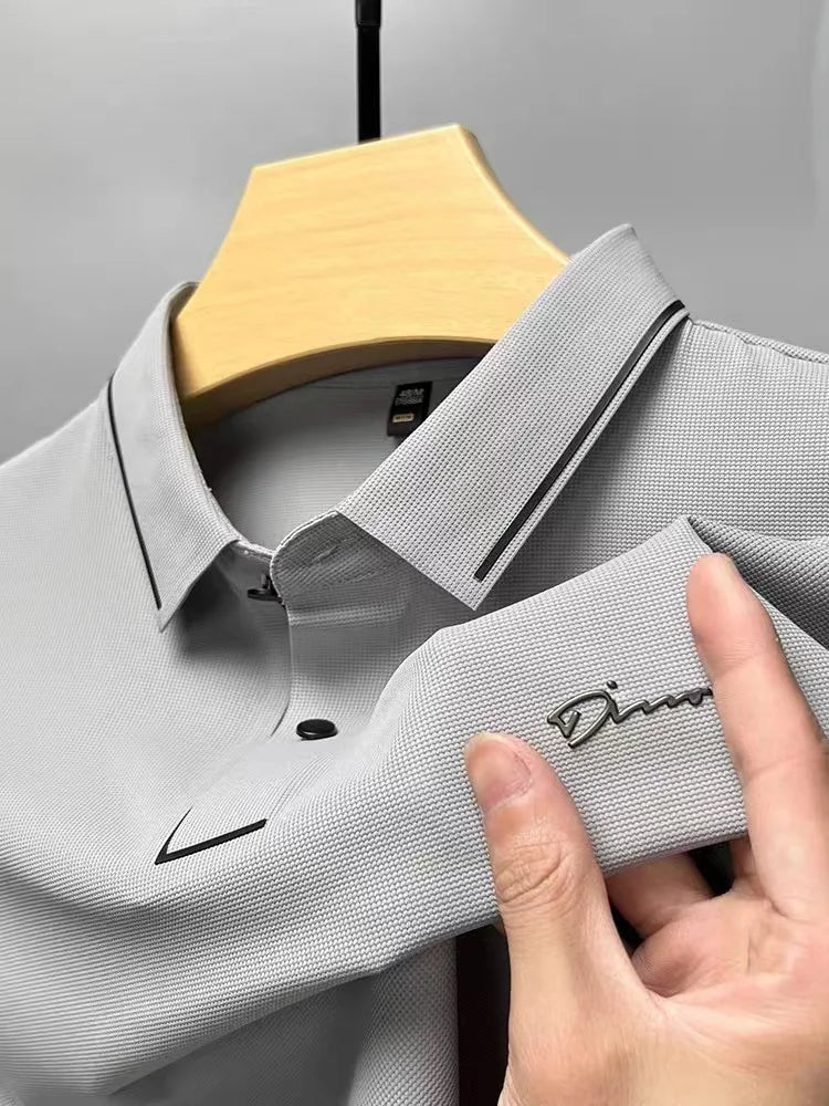 Army green men's short sleeve Polo shirt by Corporación Turística with breathable fabric and diamond pattern for casual summer wear.