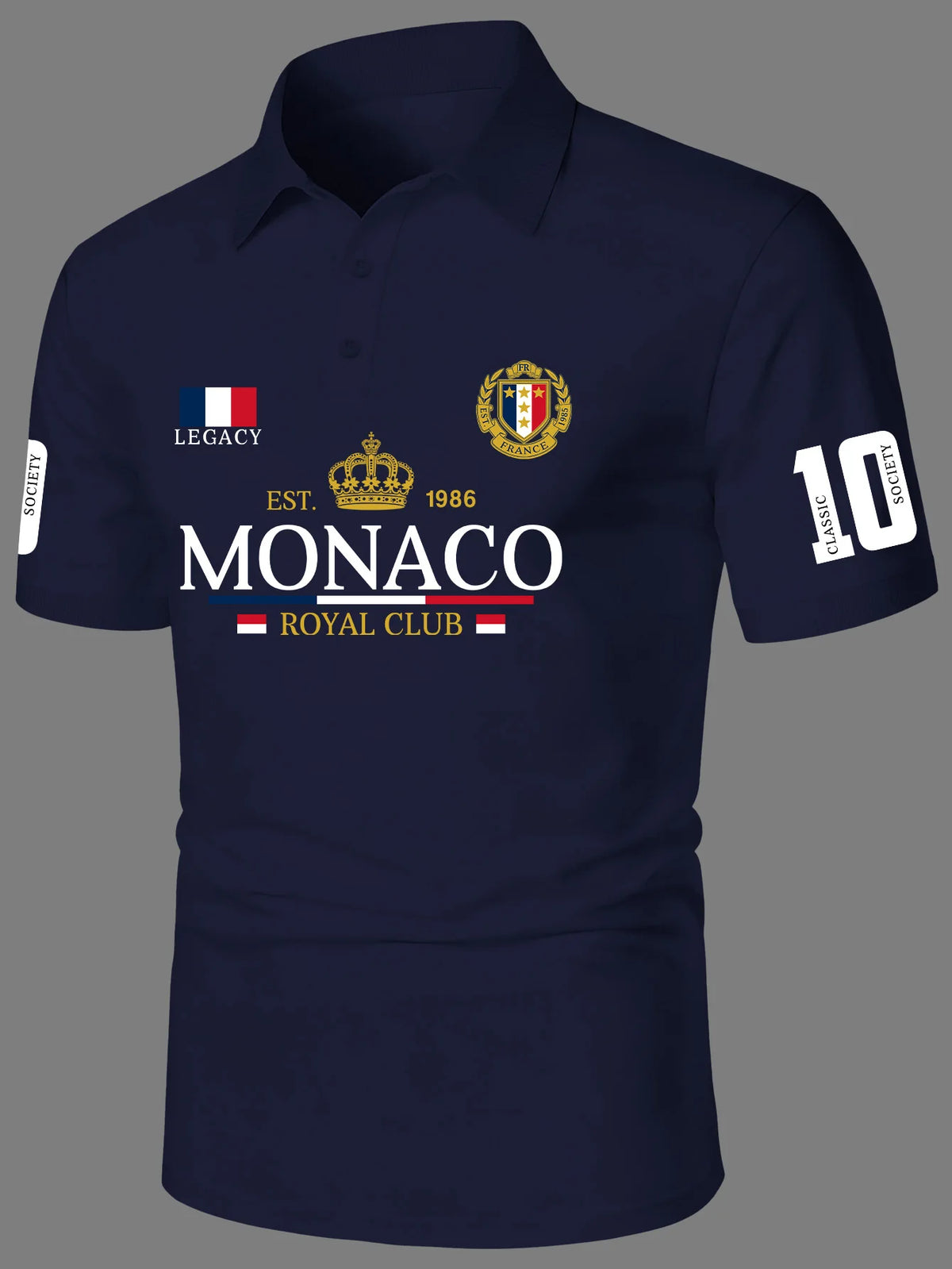 Elegant black men's polo shirt by Corona Real, short sleeve, polyester, from Corporación Turística, available in sizes S to XXL.