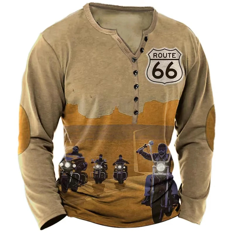 Dark gray vintage Yellowstone R66 long-sleeve T-shirt for men, casual style, oversized fit, from Corporación Turística.