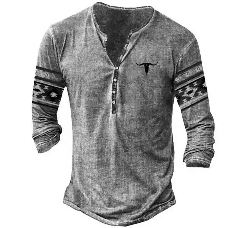 Dark gray vintage Yellowstone Ruta 66 long-sleeve T-shirt for men, casual apparel by Corporación Turística.