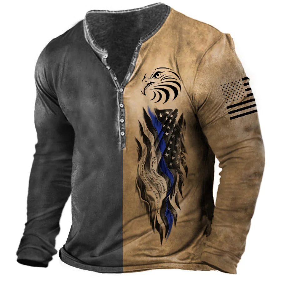 Dark gray vintage long-sleeve Yellowstone Ruta 66 T-shirt for men by Corporación Turística, featuring retro travel design.