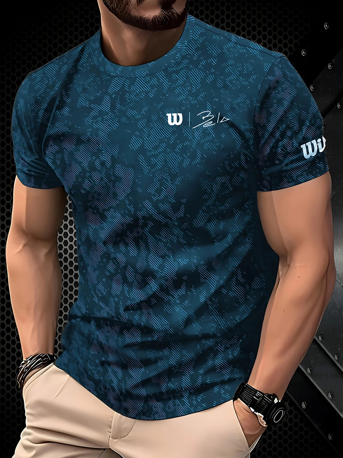 Black men's "King" T-shirt by Corporación Turística with gold printed design, casual style, short sleeves, and crew neck.