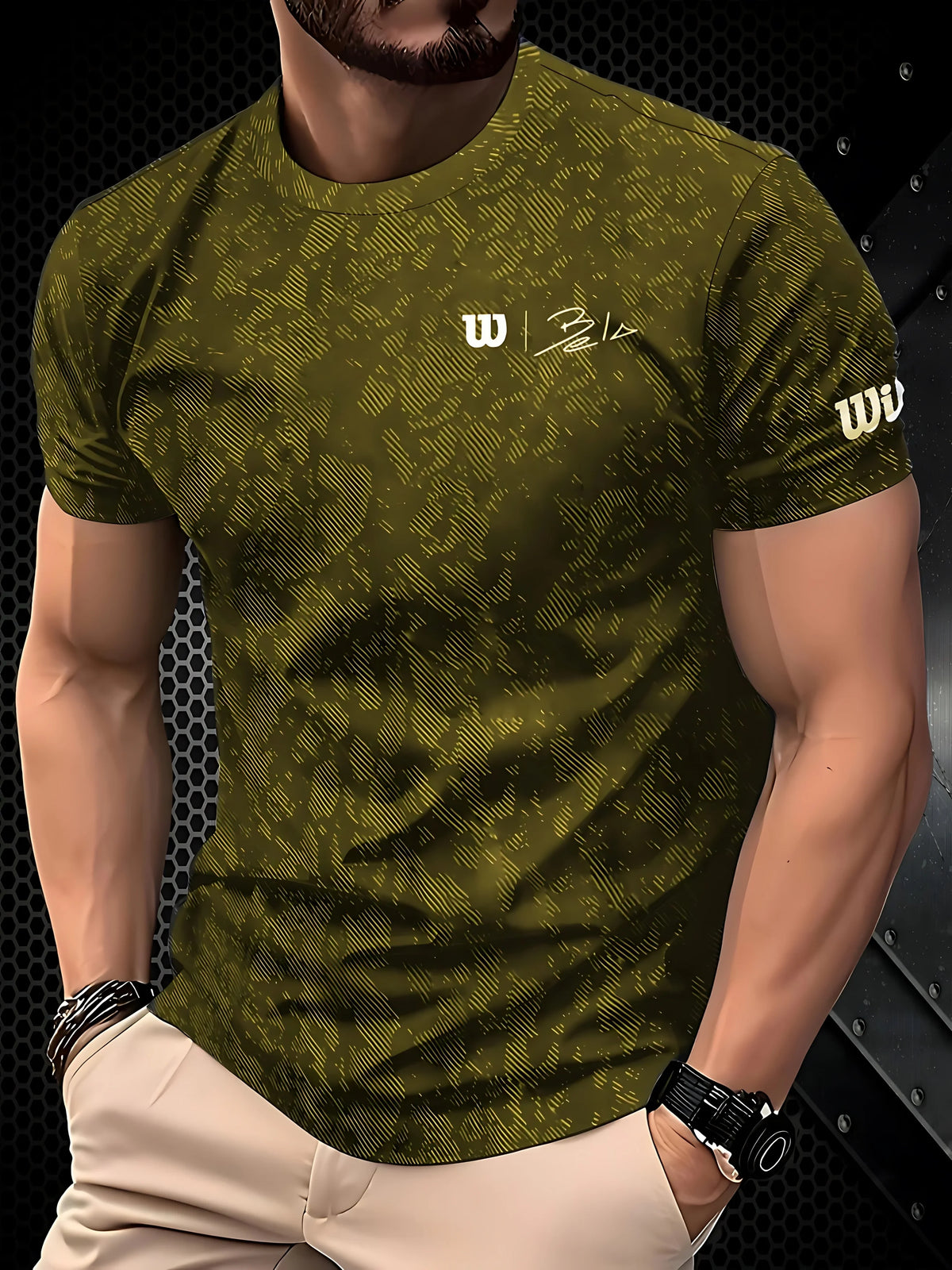 Black men's "King" T-shirt by Corporación Turística with gold print, casual style, showing front view with logo and design details.