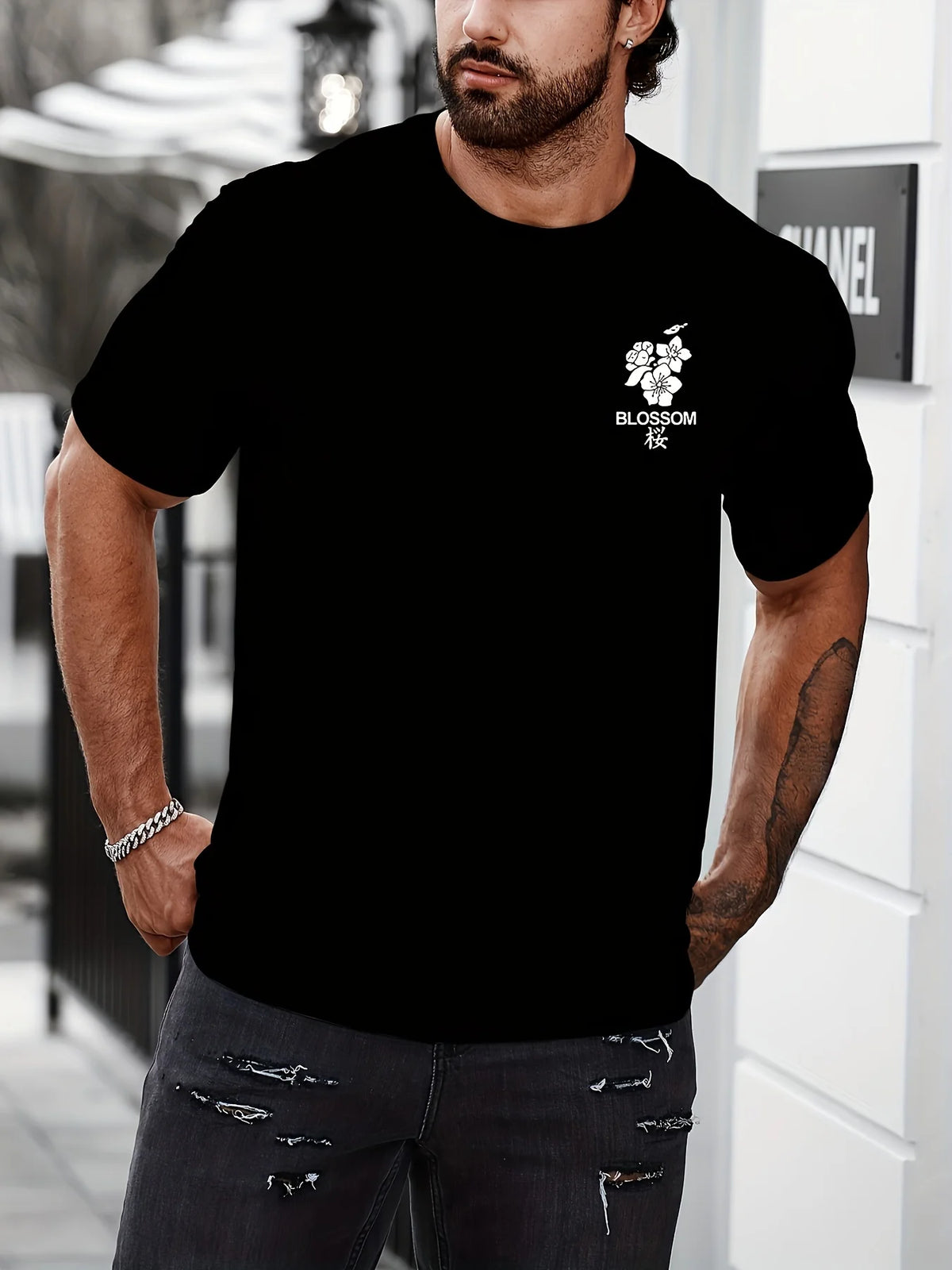 Black men's T-shirt "King" by Corporación Turística with gold "King" print, casual and informal style.