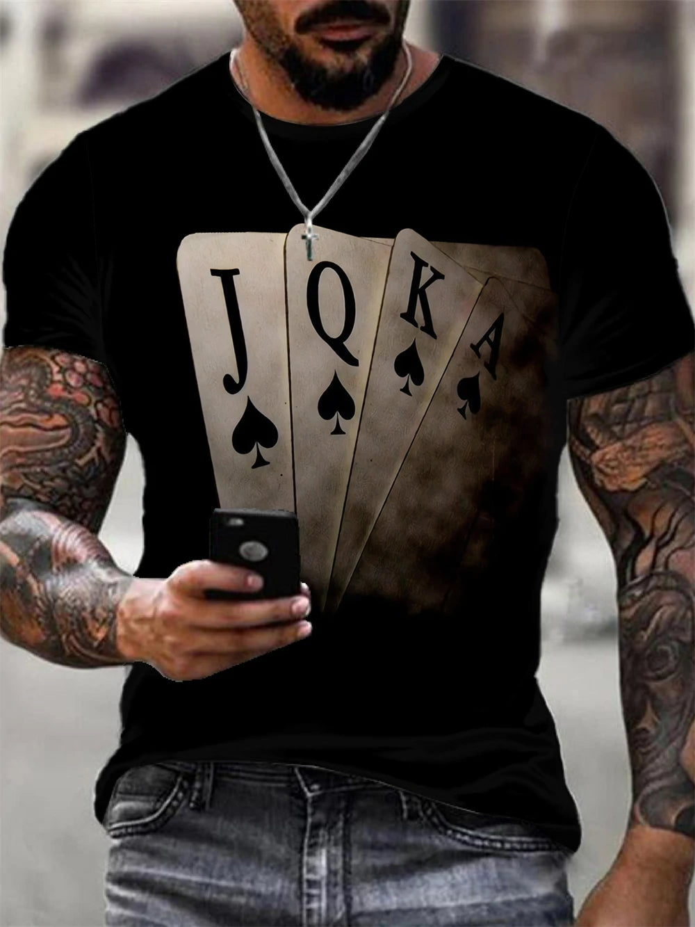 Black men's T-shirt "King" by Corporación Turística with gold print, casual style, featuring a bold graphic on the front.