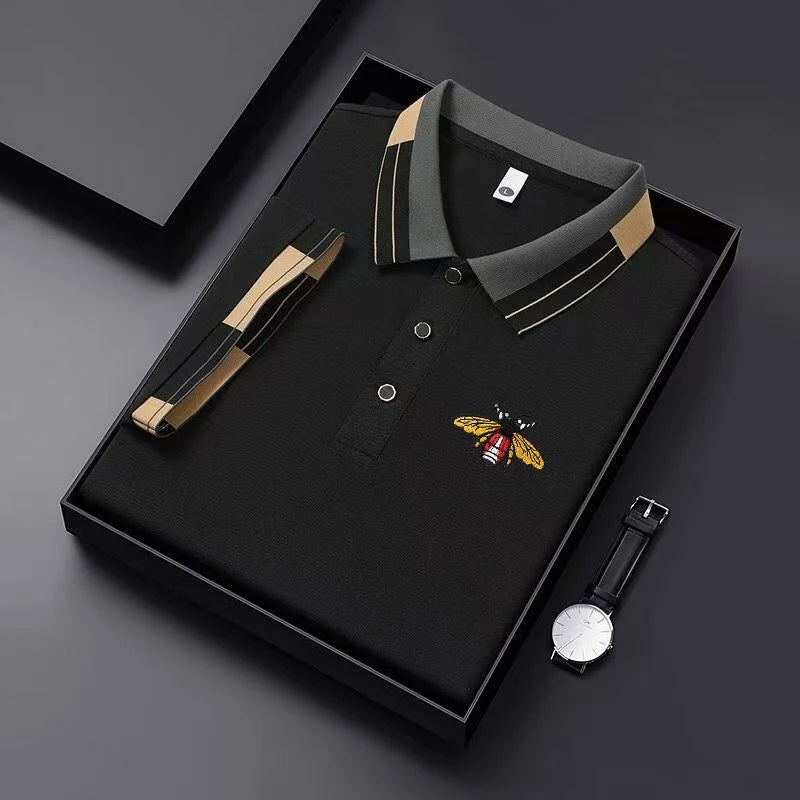 Transpirable men's polo shirt by Corporación Turística with embroidered design, short sleeves, casual summer style.