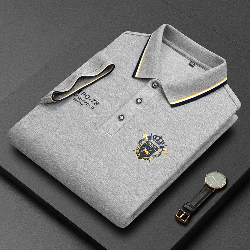 Cotton embroidered men's polo shirt by Corporación Turística, casual summer style, breathable fabric, suitable for H-L 60-75kg.