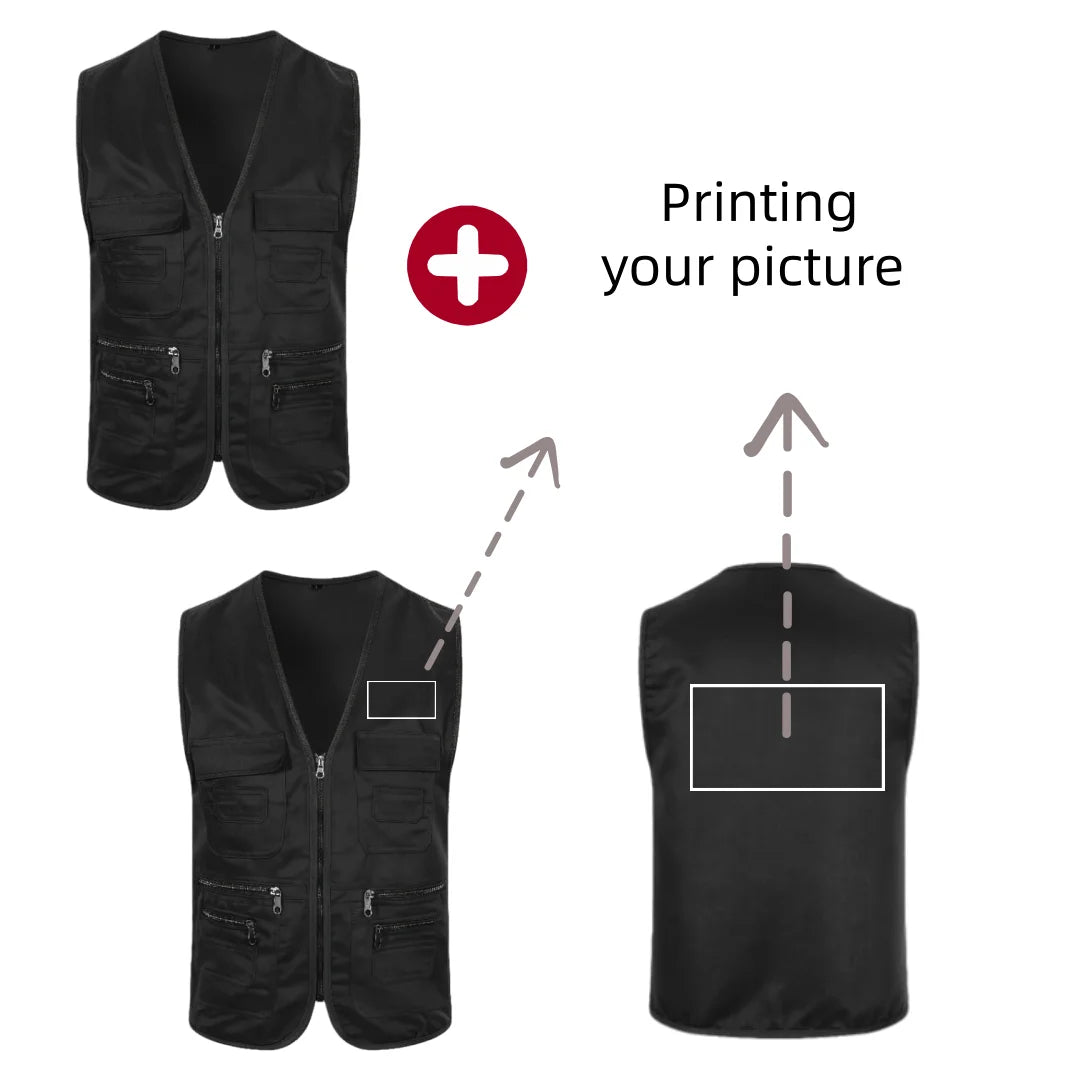 Male tactical multibag vest by Corporación Turística with multiple pockets, breathable fabric, suitable for fishing and photography.