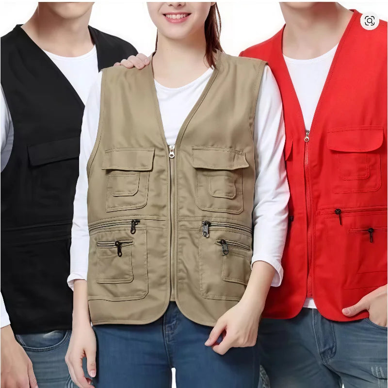 Men's multi-pocket tactical vest by Corporación Turística, breathable fishing and photography vest with multiple storage pockets.