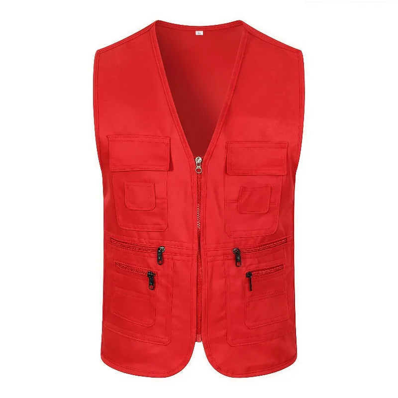 Men's multi-pocket tactical vest by Corporación Turística with breathable fabric, suitable for fishing, photography, and outdoor activities.