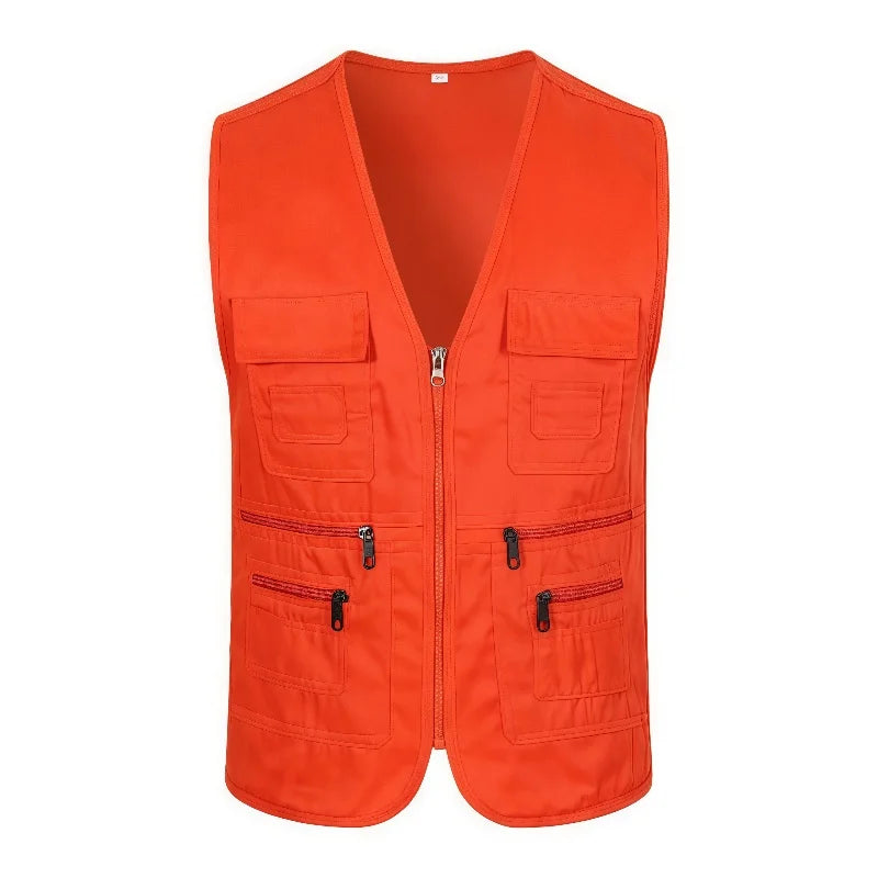 Transpirable multibolsillos hombre chaleco táctico para pesca y fotografía, con múltiples bolsillos y resistente tela.