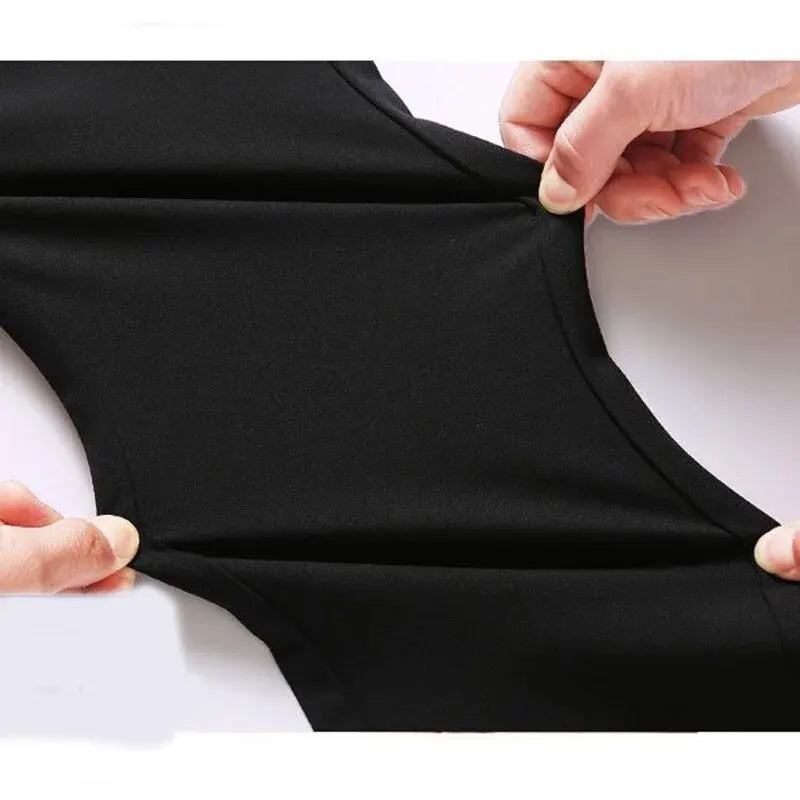 Men's elastic straight pants in black and blue, suitable for casual, business, and formal wear by Corporación Turística.
