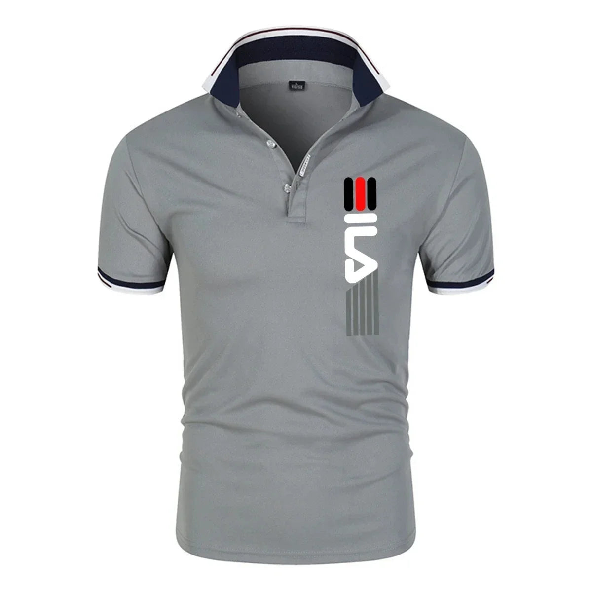Slim fit casual polo shirt for men with summer 2025 printed design by Corporación Turística, ideal for business or casual wear.