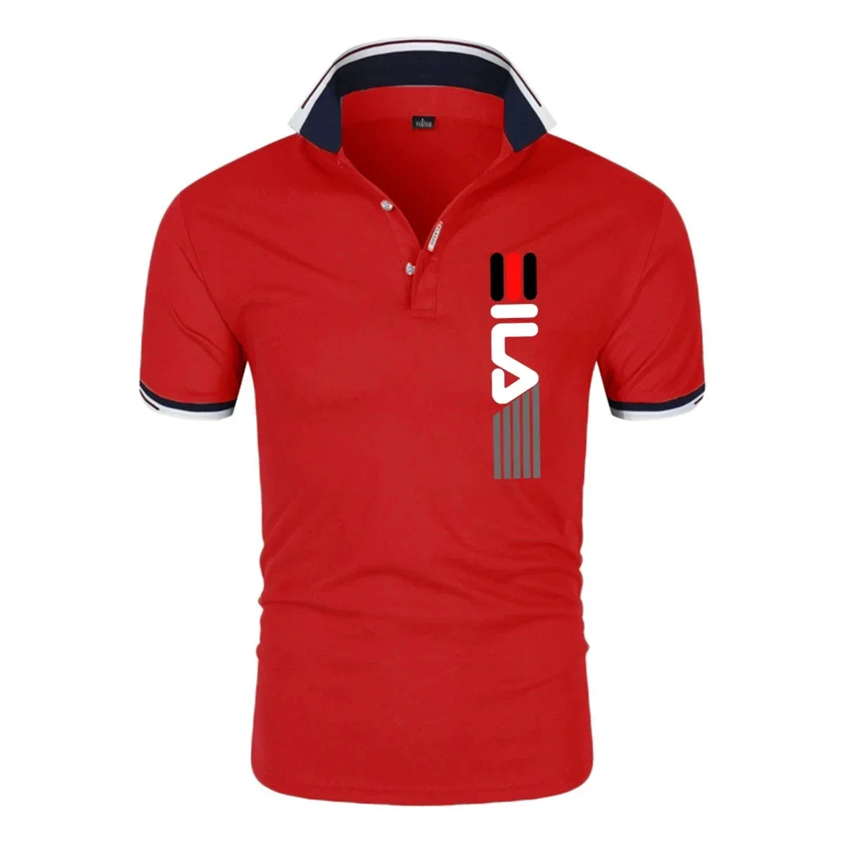 Slim fit casual polo for men by Corporación Turística, summer 2025, with stylish printed design, ideal for business or casual wear.