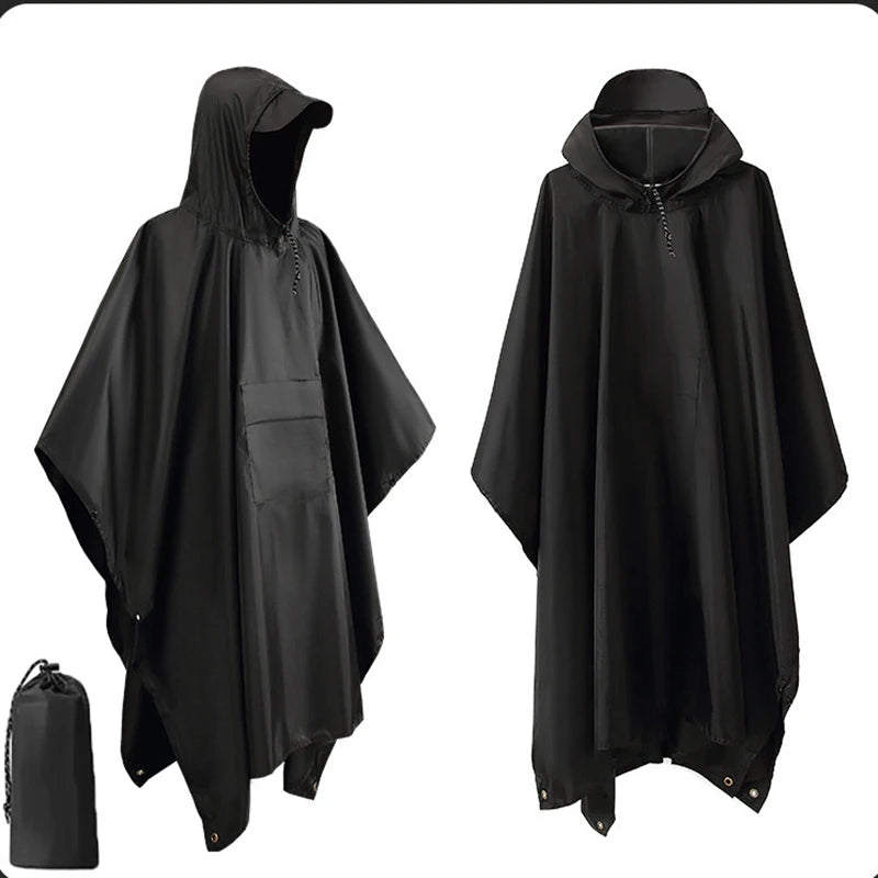 Militar 3 en 1 chubasquero impermeable con capucha, Corporación Turística, poncho de lluvia resistente en color negro.