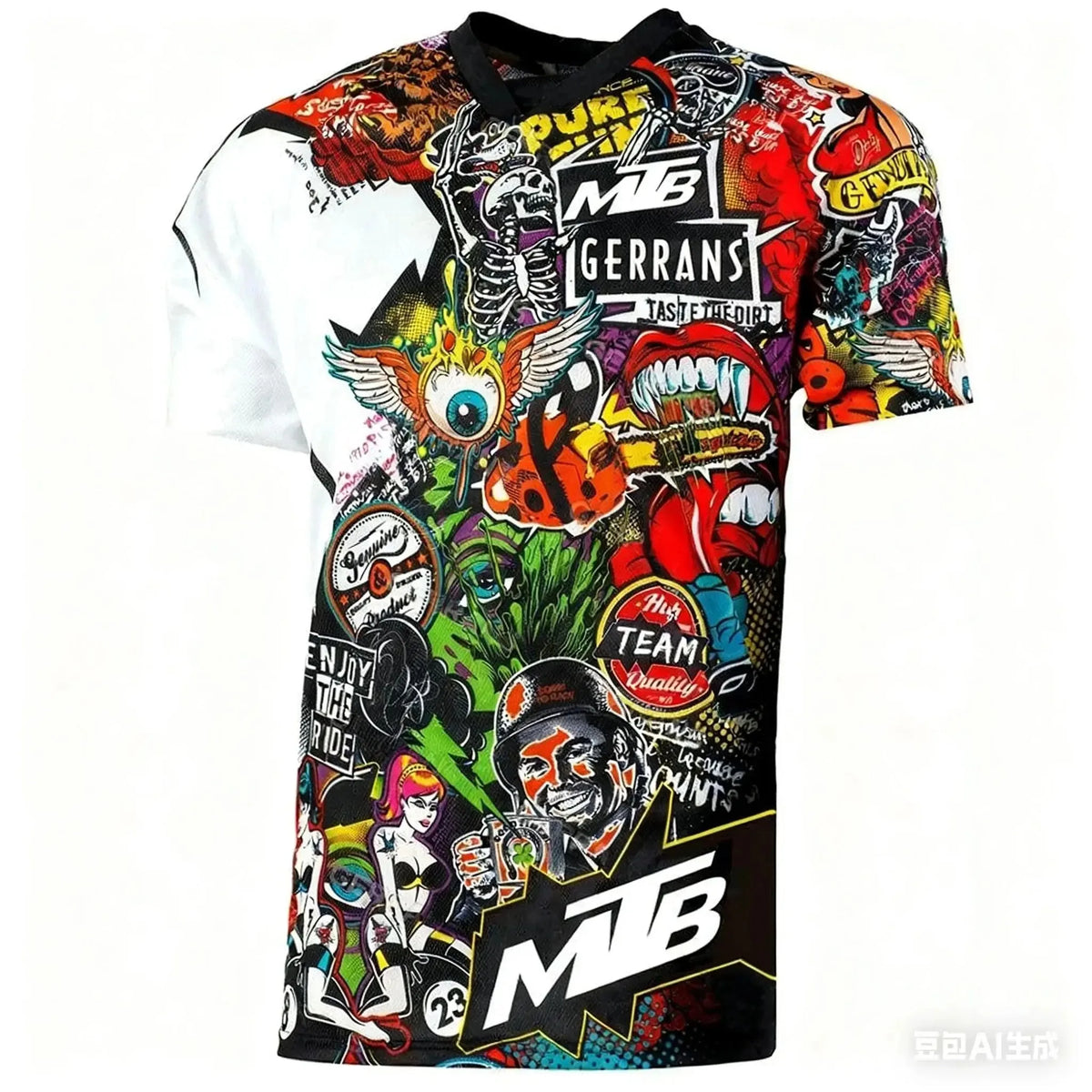Short-sleeve mountain biking jersey by Corporación Turística, designed for outdoor cycling with father and child pairs.