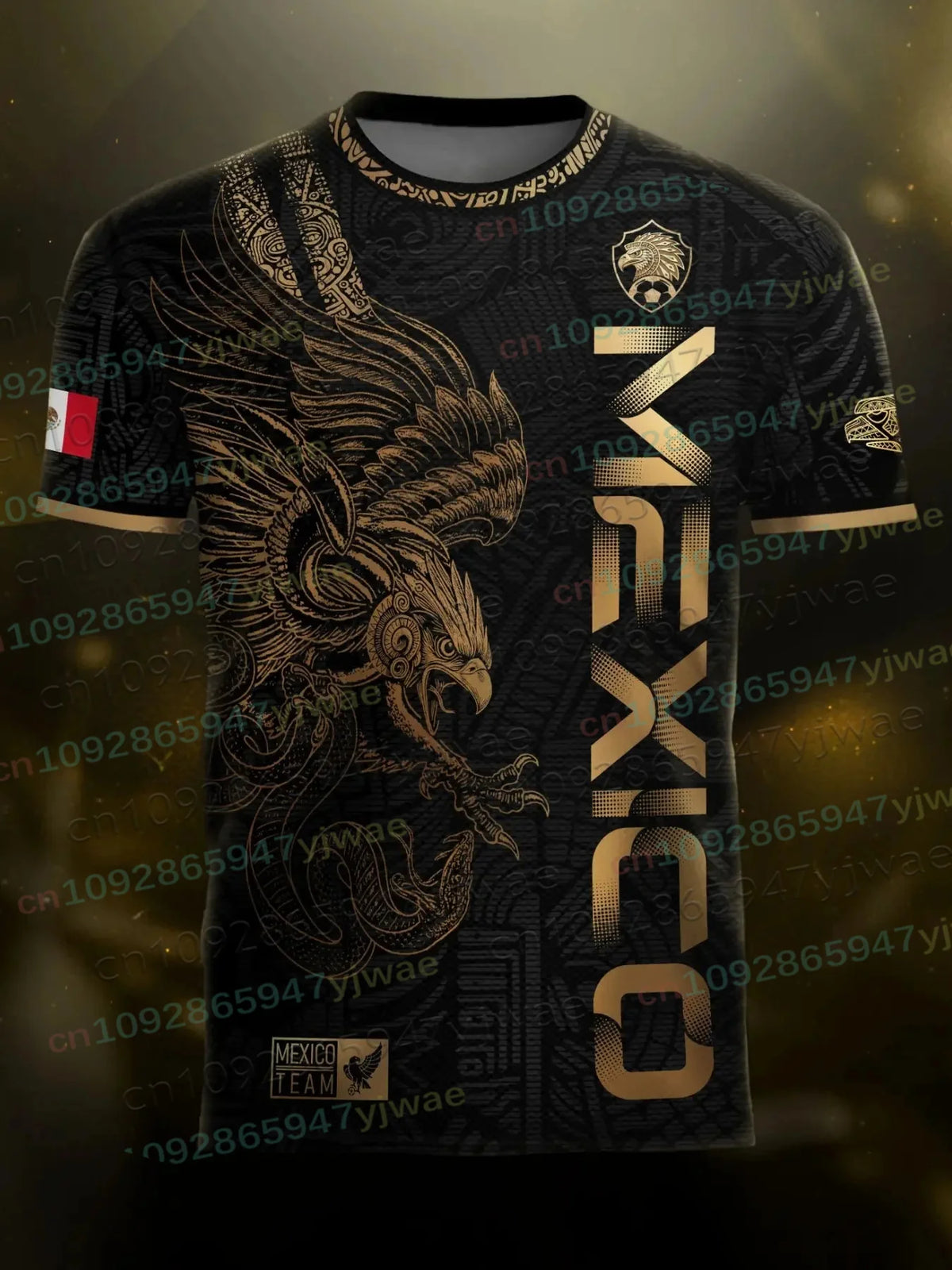 Juvenile breathable polyester football t-shirt by Corporación Turística, sportswear with team logo and vibrant colors.