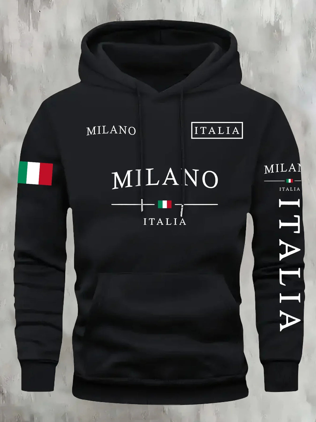 Unisex Italia Milano hoodie by Corporación Turística, casual sporty sweatshirt with a trendy design and hood.