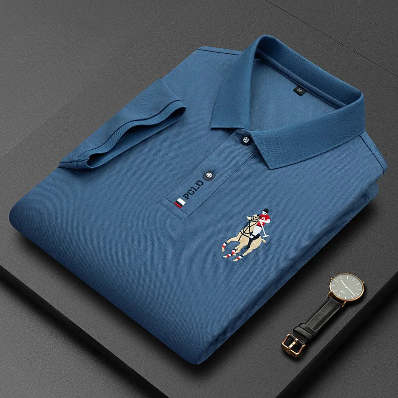 Men's embroidered cotton polo shirt in 4XL from Corporación Turística, informal and breathable for comfortable everyday wear.