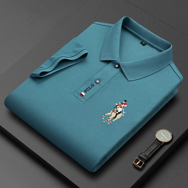 Men's embroidered cotton polo shirt in 4XL, casual and breathable, by Corporación Turística, featuring a classic polo design.