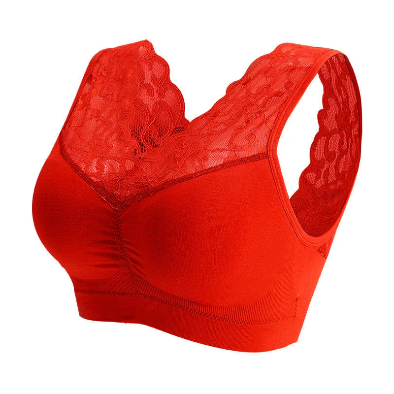 Dark pink lace sexy bralette for women, wireless and comfortable, featuring delicate lace details and a feminine fit.