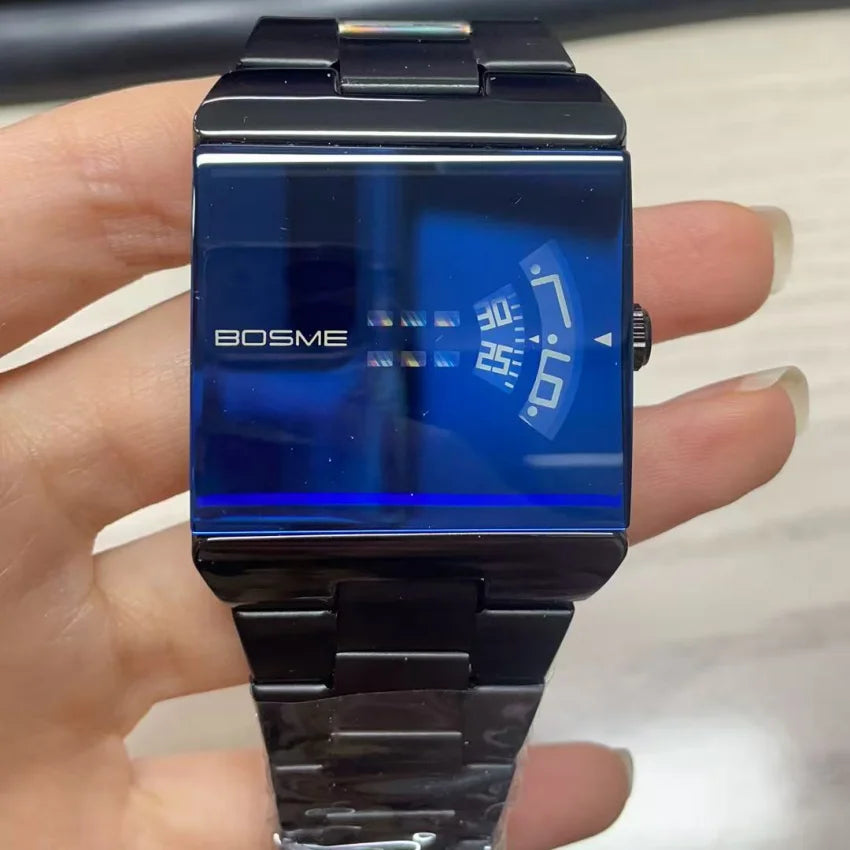 Digital men's square wristwatch by Corporación Turística with a pink strap, sleek design and easy-to-read display.