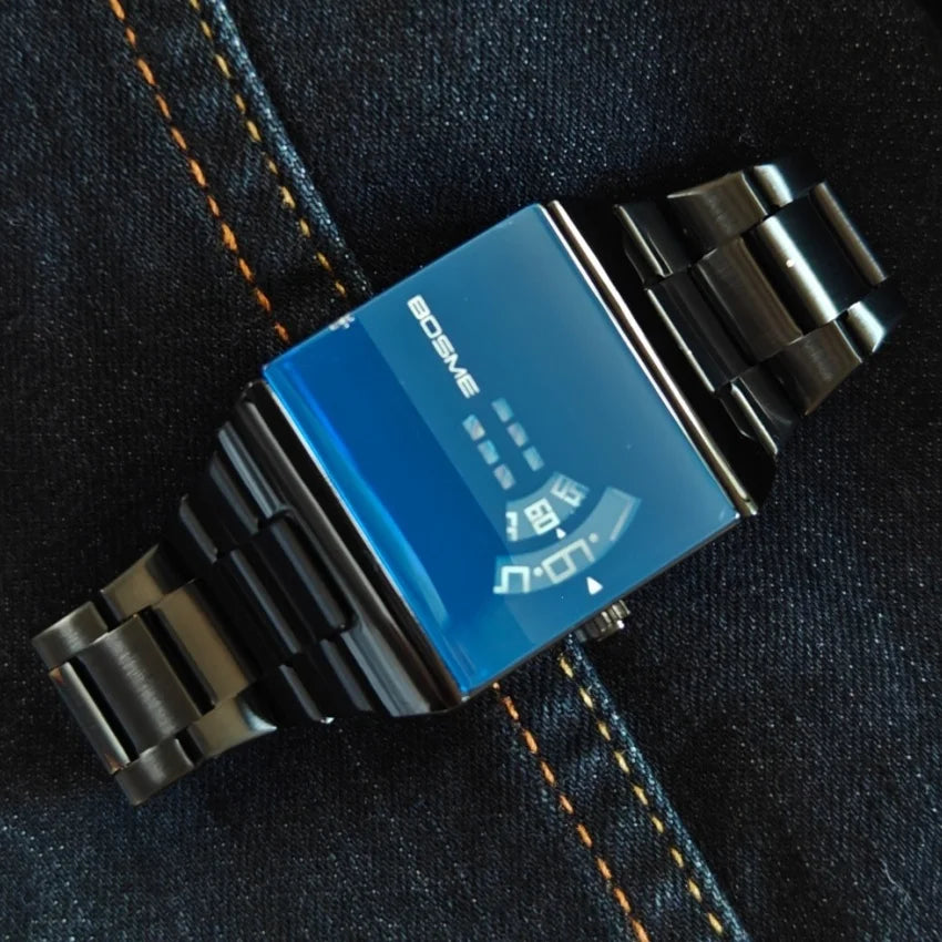 Digital men's square wristwatch by Corporación Turística with a sleek design and vibrant pink color.
