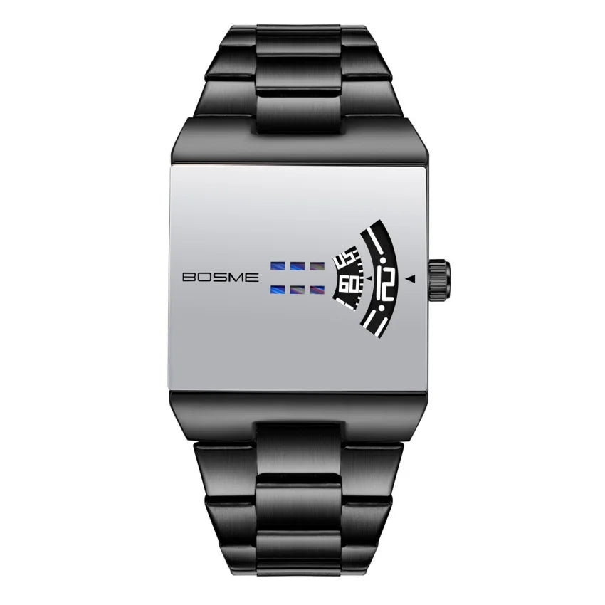 Digital men's square wristwatch by Corporación Turística featuring a modern design and pink strap.