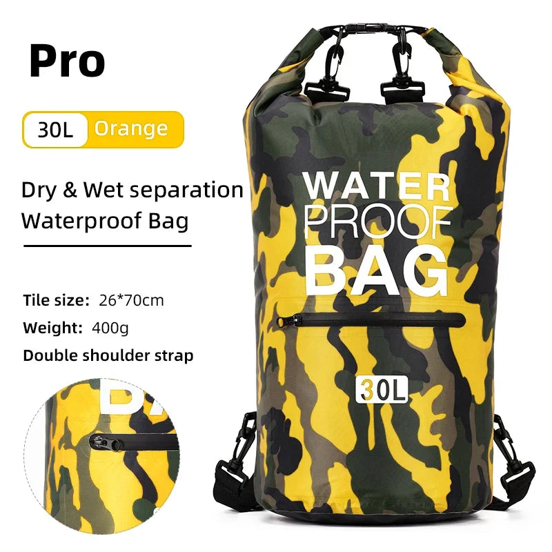 PVC swimming package with dry backpack for women, featuring the Rose 30L Pro from Corporación Turística, suitable for water activities.