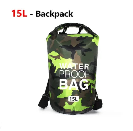 PVC swimming gear package with dry backpack for women, featuring a 30L capacity and secure waterproof design by Corporación Turística.