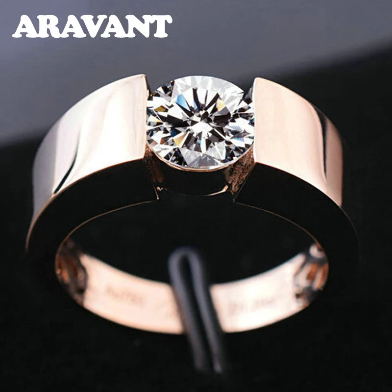 Rose gold Aravant silver ring with cubic zirconia for women, featuring a polished band and sparkling gemstone detail.