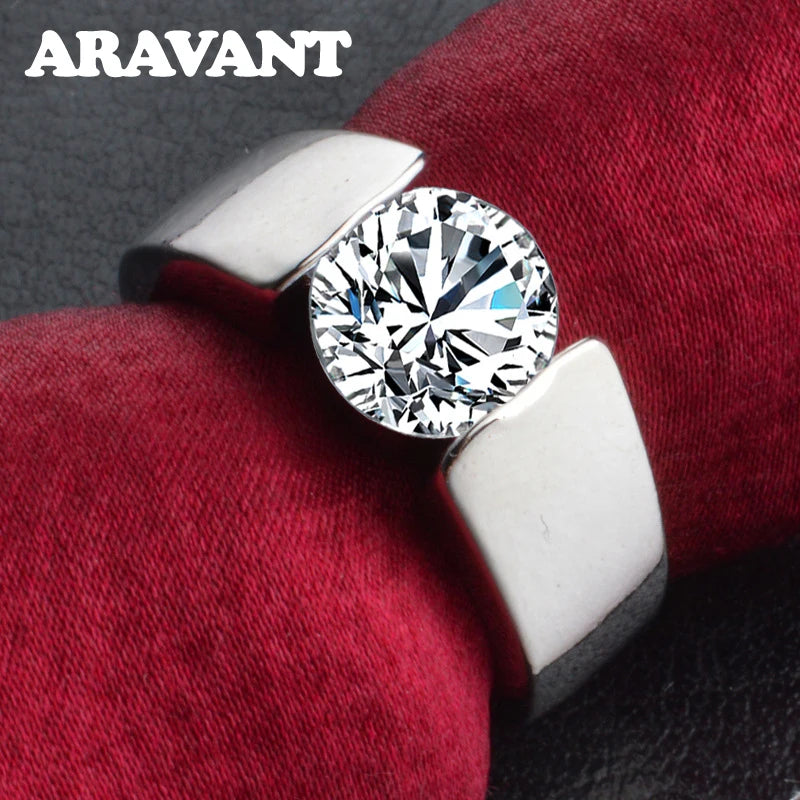 Rose gold Aravant silver ring with cubic zirconia for women, featuring a sleek design and sparkling stone setting.