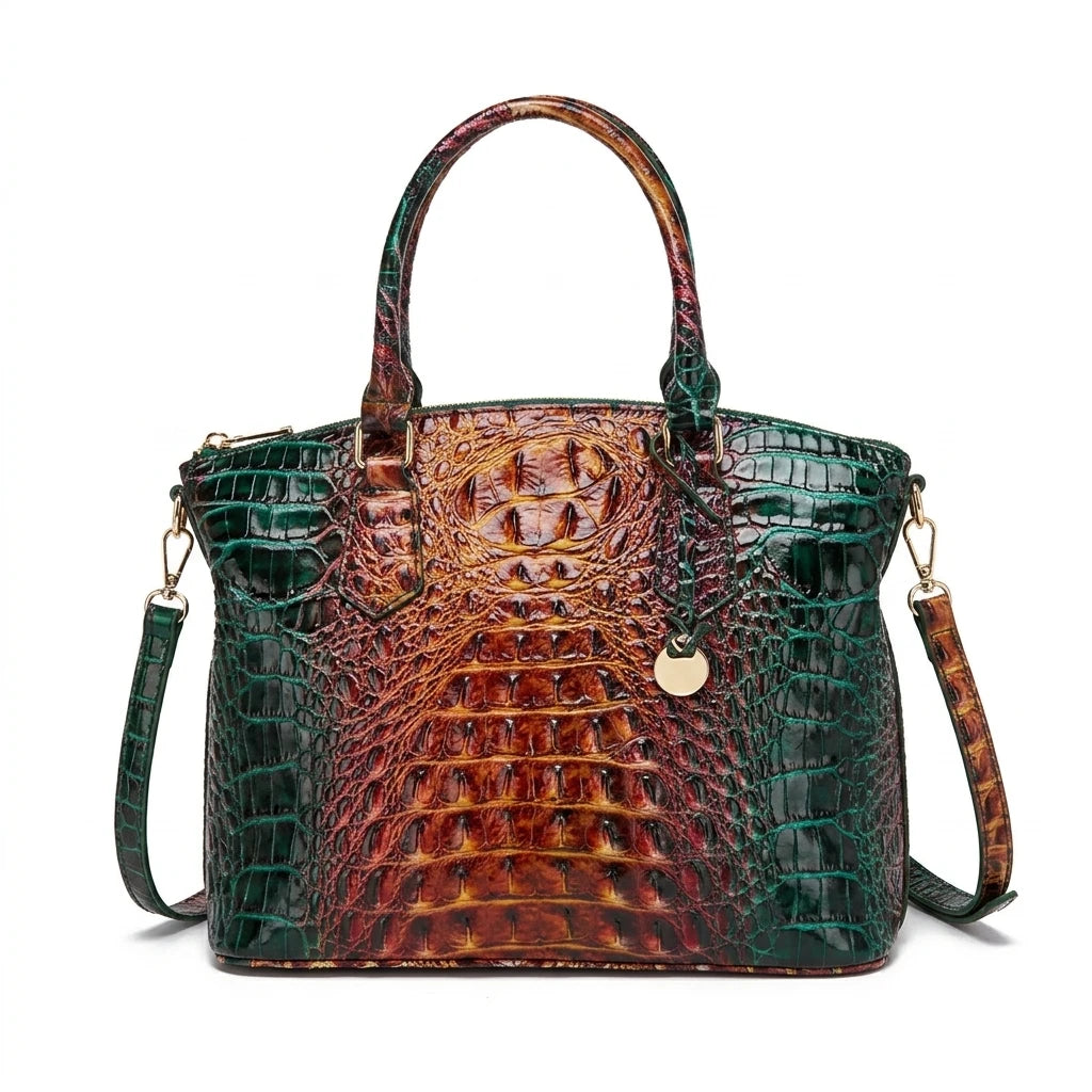 Royal blue and magenta tote bag with embossed design for women, convertible style, crafted by Corporación Turística.