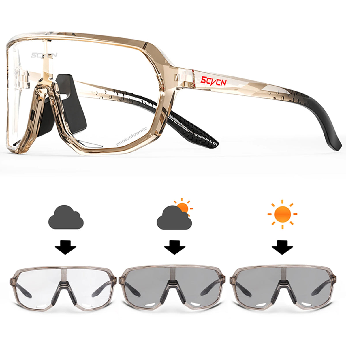 Photochromic cycling glasses SCVCN by Corporación Turística, featuring adjustable lenses for outdoor biking.