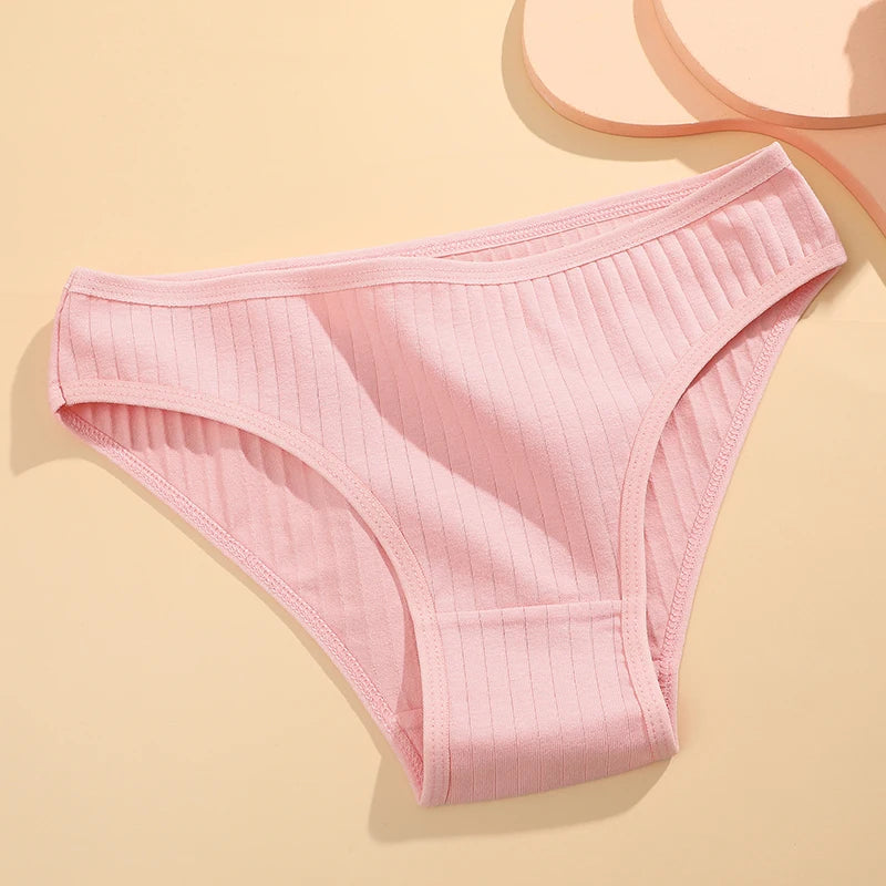 Set of six cotton women's briefs by FINETOO, featuring comfortable, breathable fabric in various colors.